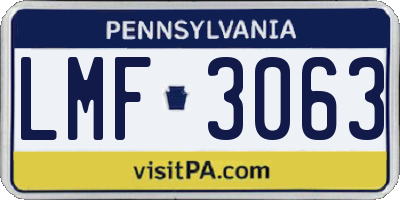 PA license plate LMF3063