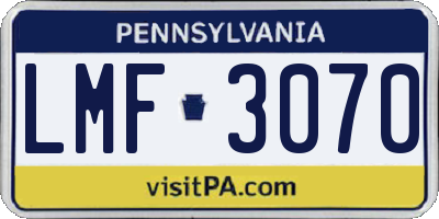 PA license plate LMF3070