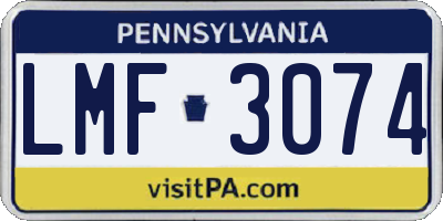 PA license plate LMF3074