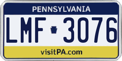 PA license plate LMF3076