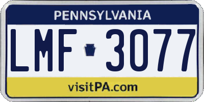 PA license plate LMF3077