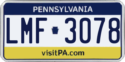 PA license plate LMF3078