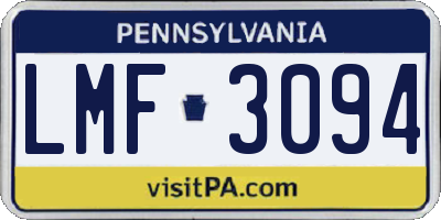 PA license plate LMF3094