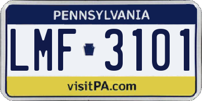 PA license plate LMF3101