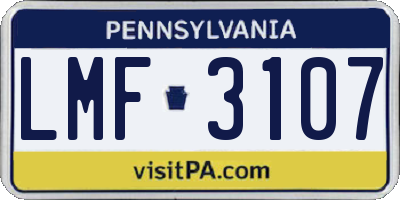 PA license plate LMF3107