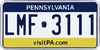 PA license plate LMF3111