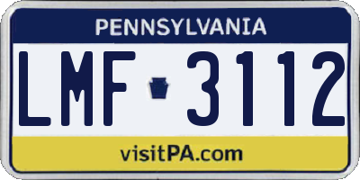 PA license plate LMF3112