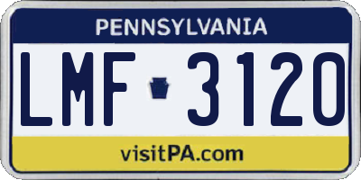 PA license plate LMF3120