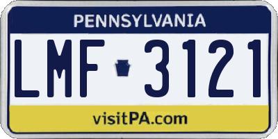 PA license plate LMF3121