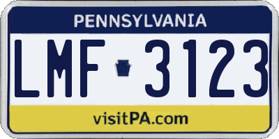 PA license plate LMF3123