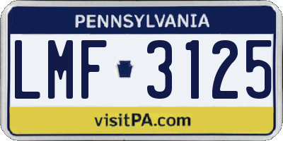 PA license plate LMF3125