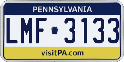PA license plate LMF3133