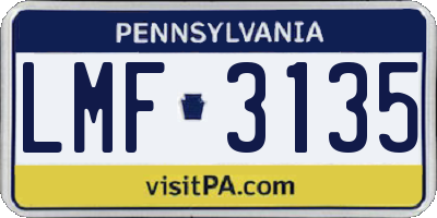 PA license plate LMF3135