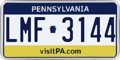 PA license plate LMF3144