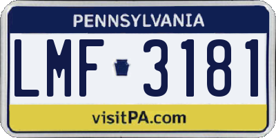 PA license plate LMF3181