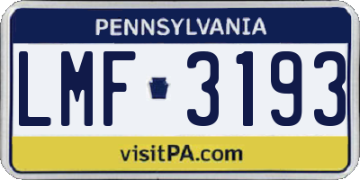 PA license plate LMF3193