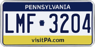 PA license plate LMF3204