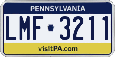 PA license plate LMF3211