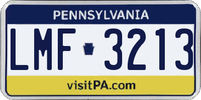 PA license plate LMF3213