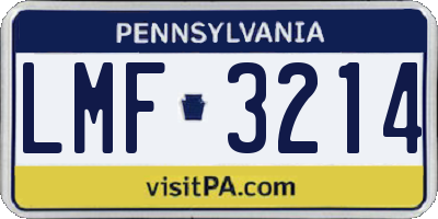 PA license plate LMF3214