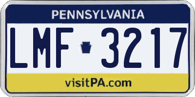 PA license plate LMF3217