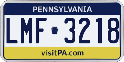 PA license plate LMF3218