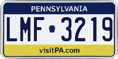 PA license plate LMF3219