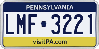 PA license plate LMF3221