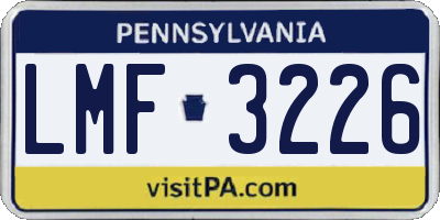 PA license plate LMF3226