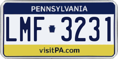 PA license plate LMF3231