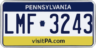 PA license plate LMF3243