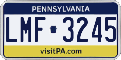 PA license plate LMF3245