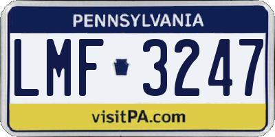 PA license plate LMF3247