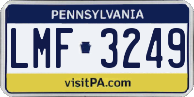 PA license plate LMF3249