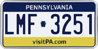 PA license plate LMF3251