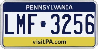 PA license plate LMF3256