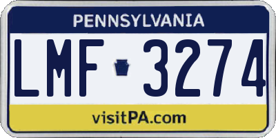 PA license plate LMF3274