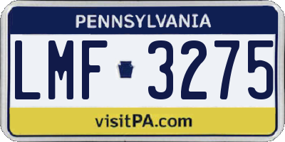 PA license plate LMF3275