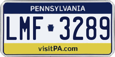 PA license plate LMF3289