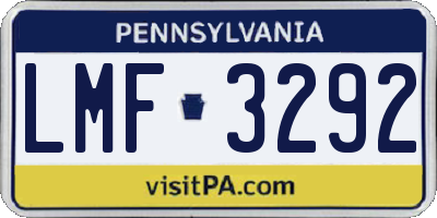 PA license plate LMF3292