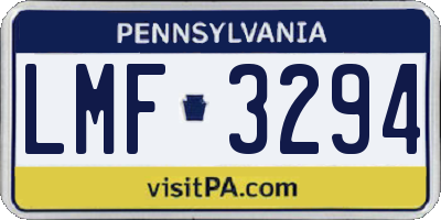 PA license plate LMF3294