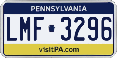 PA license plate LMF3296