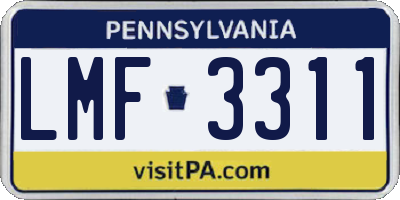 PA license plate LMF3311