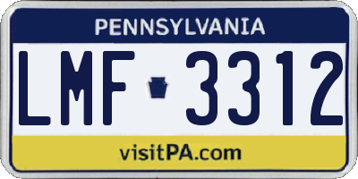 PA license plate LMF3312