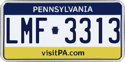 PA license plate LMF3313