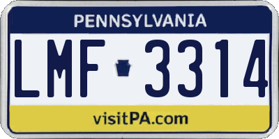 PA license plate LMF3314