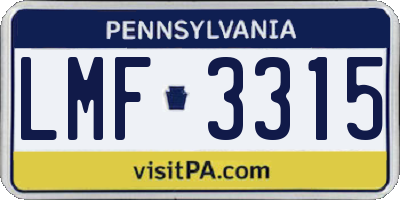 PA license plate LMF3315
