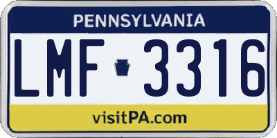 PA license plate LMF3316