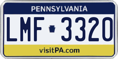 PA license plate LMF3320