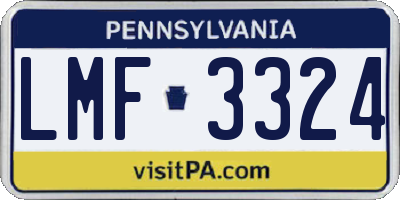 PA license plate LMF3324